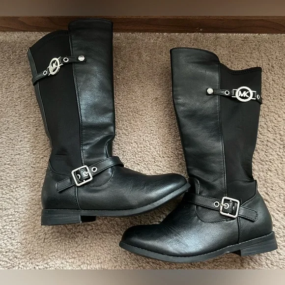 Michael Kors XIAMARA Black Knee Black High Riding Boots Sz 1 (Little Girl) - Picture 5 of 10